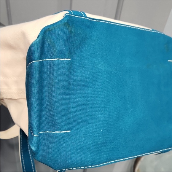 L.L. Bean Teal Blue Green Custom Monogrammed Brooke Boat & Tote Canvas Bag - Picture 5 of 13